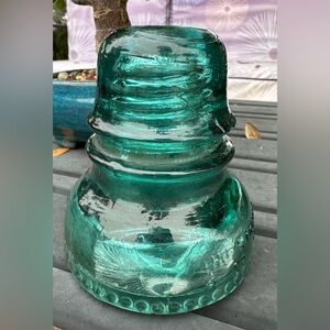 Hemingray 40 Insulator Aqua Teal Round Drip Points Patent May 2 1893 Marking